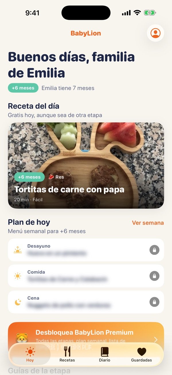 Hoy: Receta del día y plan de hoy según la etapa de tu bebé.