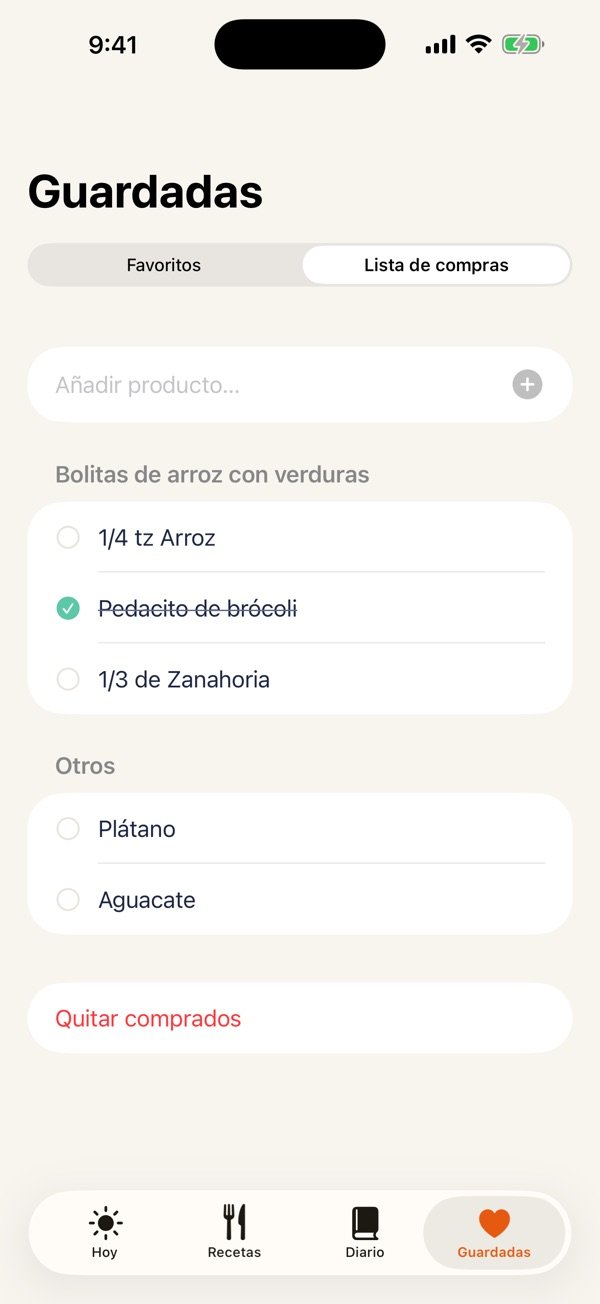 Lista de compras: Se arma sola con el plan o la receta que elijas.