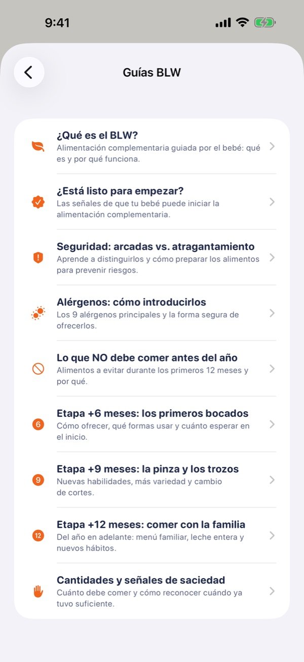 Guías BLW: Seguridad, arcadas, alérgenos y qué evitar antes del año.